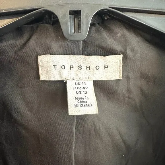 Topshop Faux Leather Belted Biker Jacket
