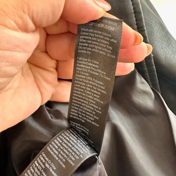 Topshop Faux Leather Belted Biker Jacket