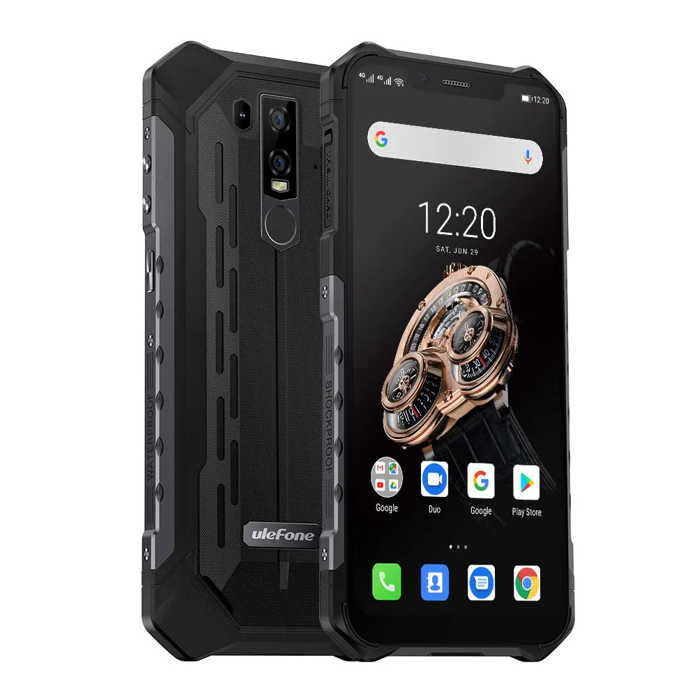 Ulefone Armor 6S Waterproof IP68 NFC Rugged Mobile Phone Helio P70 Otca-core Android 9.0 6GB 128GB wireless charge Smartphone black