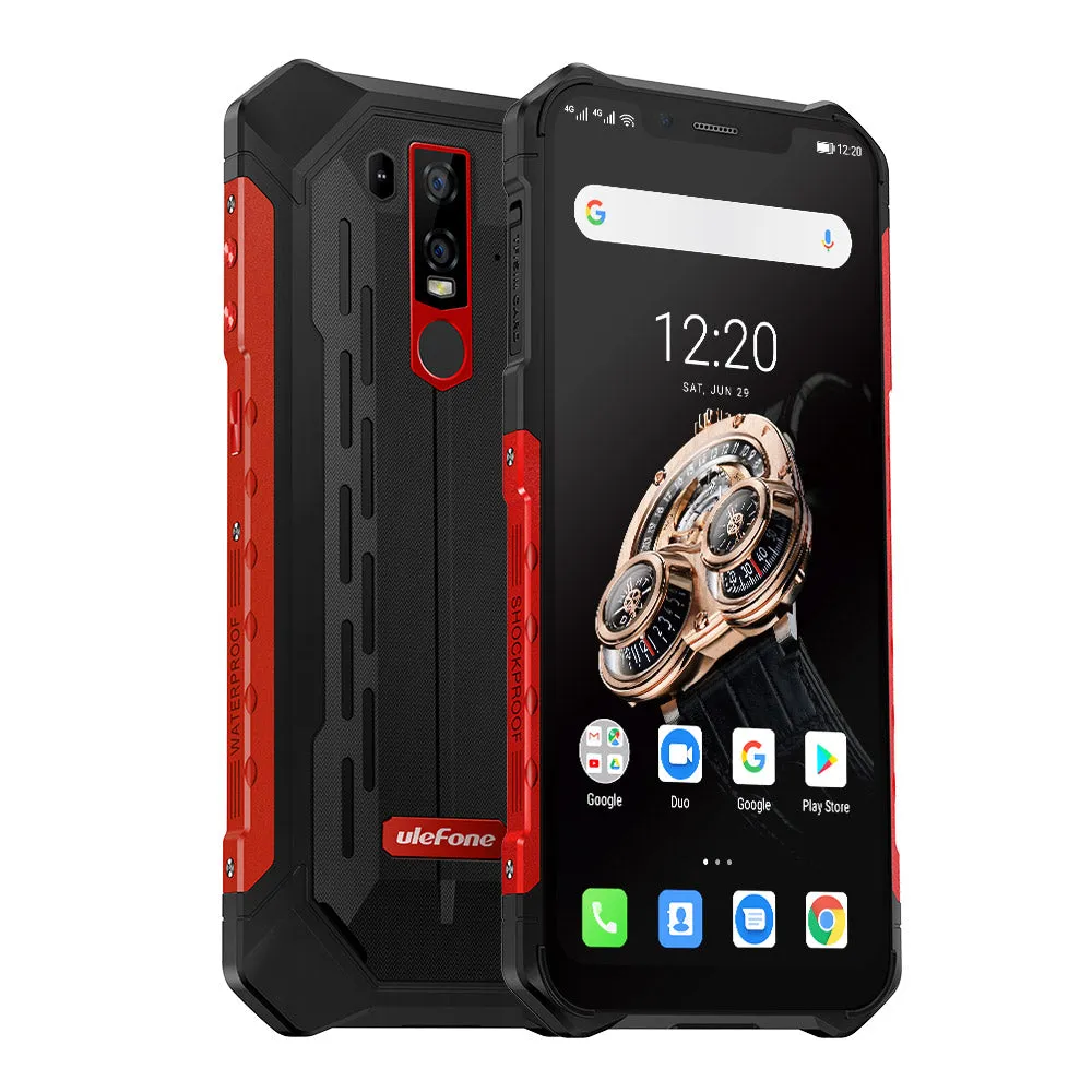 Ulefone Armor 6S Waterproof IP68 NFC Rugged Mobile Phone Helio P70 Otca-core Android 9.0 6GB 128GB wireless charge Smartphone black