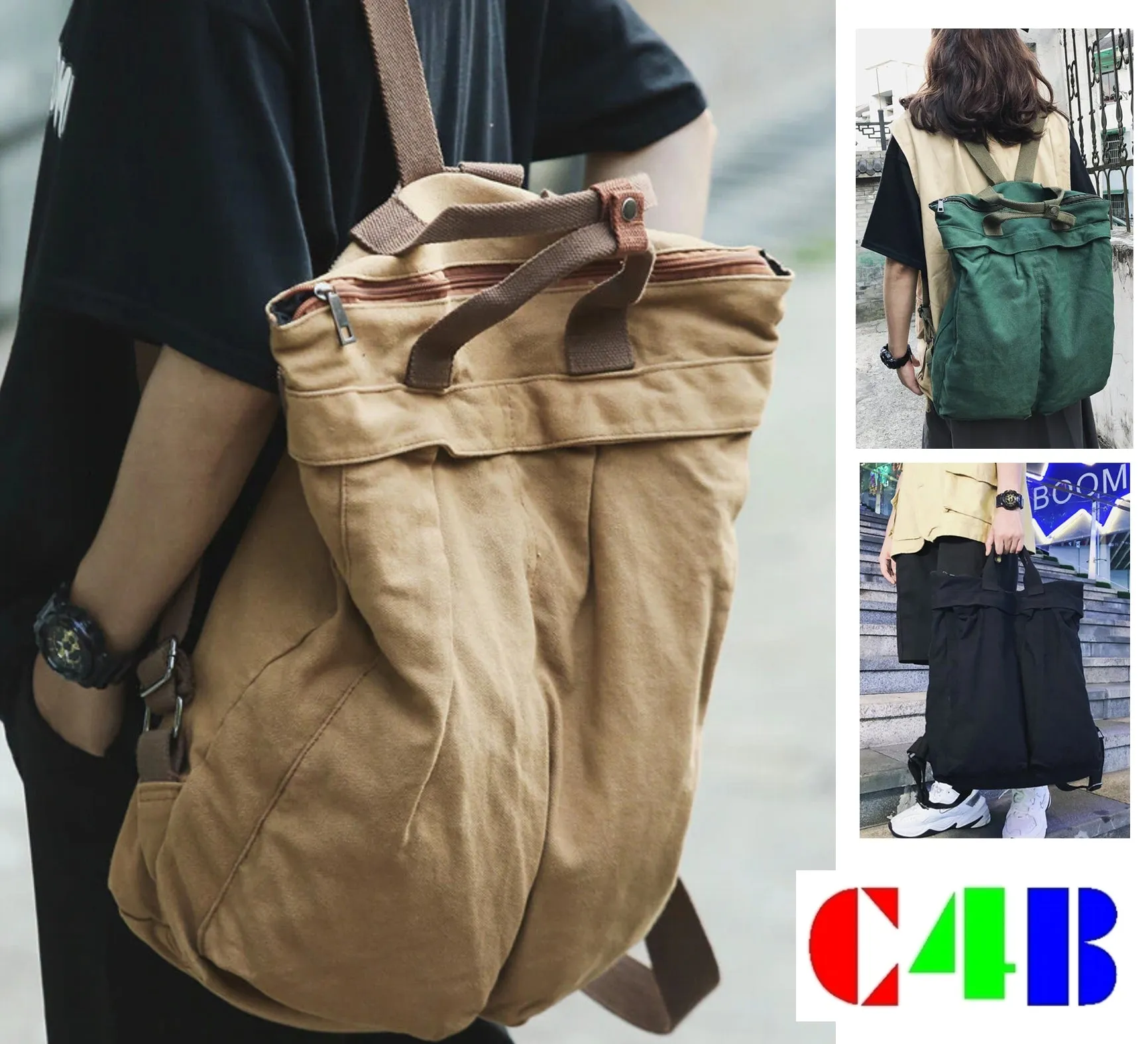 Unisex Canvas Backpack High Capacity Travel Bag
