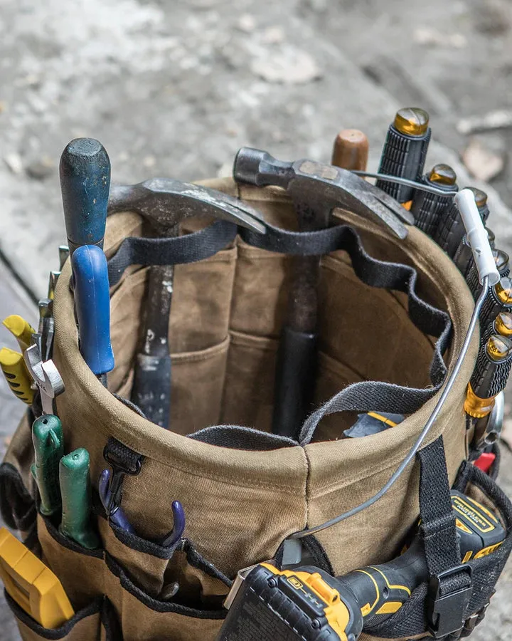 Waxed Canvas Tool Bucket Organiser