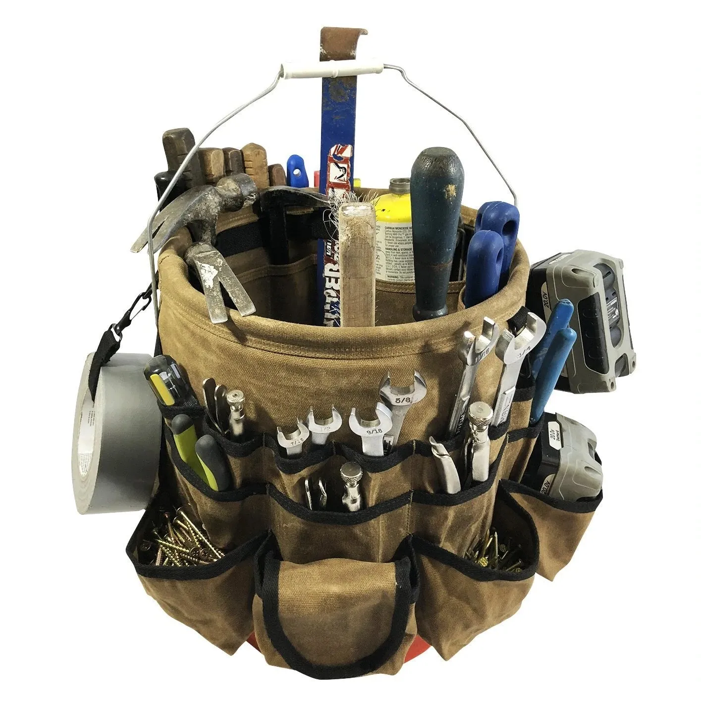 Waxed Canvas Tool Bucket Organiser