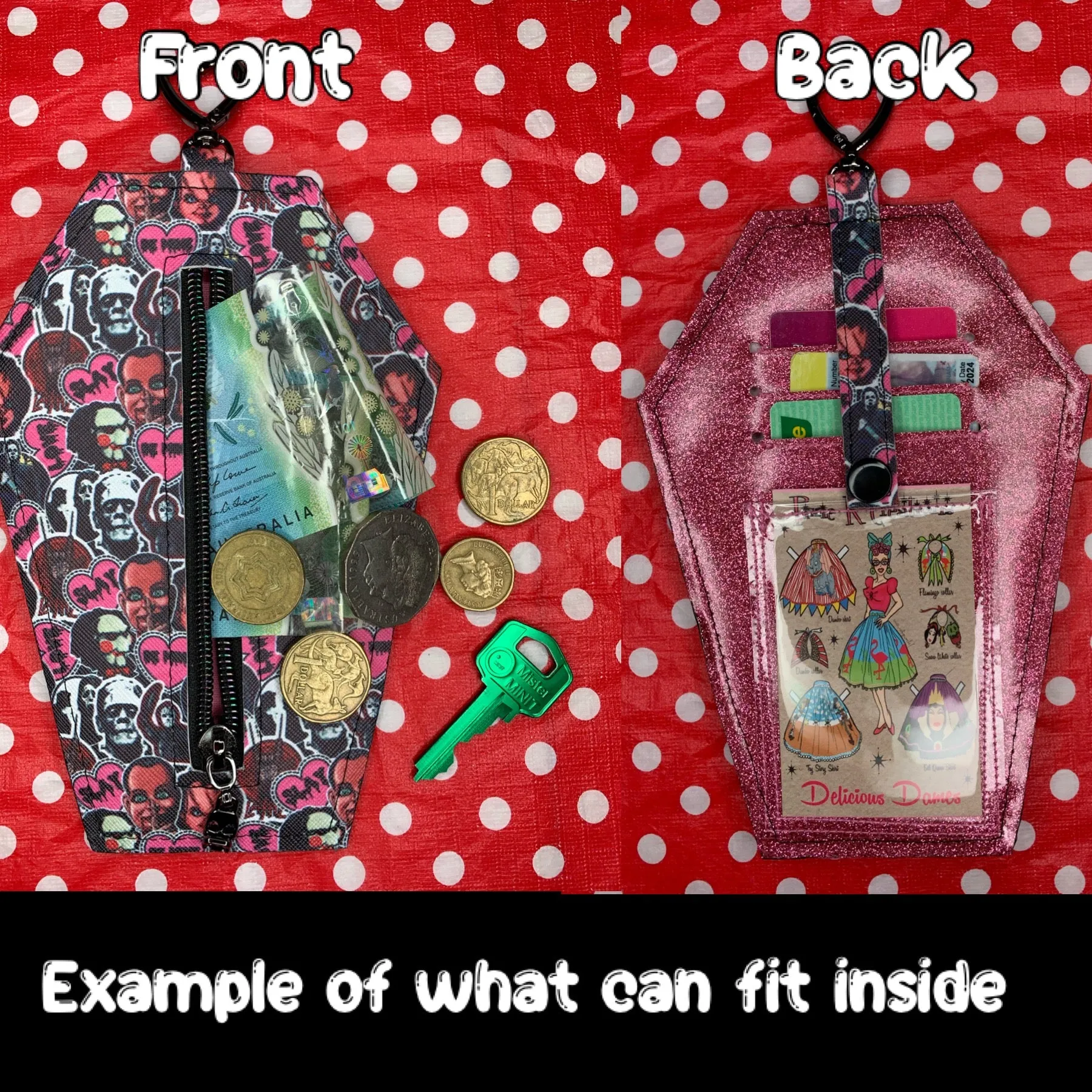 Wednesday fan art coffin card ID purse