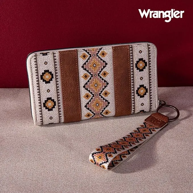WG2202-W006 Wrangler Southwestern Art Print Wallet Coffee