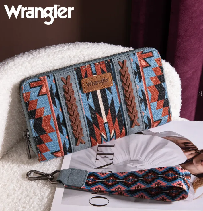 WG2213-W006 Wrangler Southwest Art Print Wallet Blue