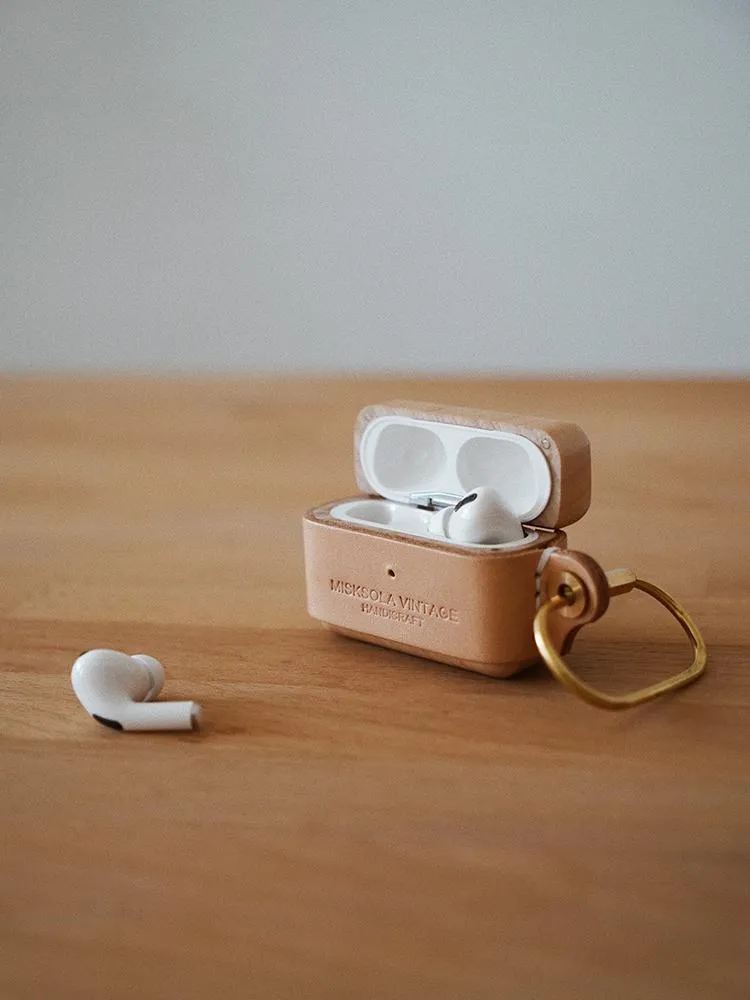 Wine Wood Leather AirPods Pro Case with Clip Strap Leather 1,2 AirPods Case Airpod Case Cover