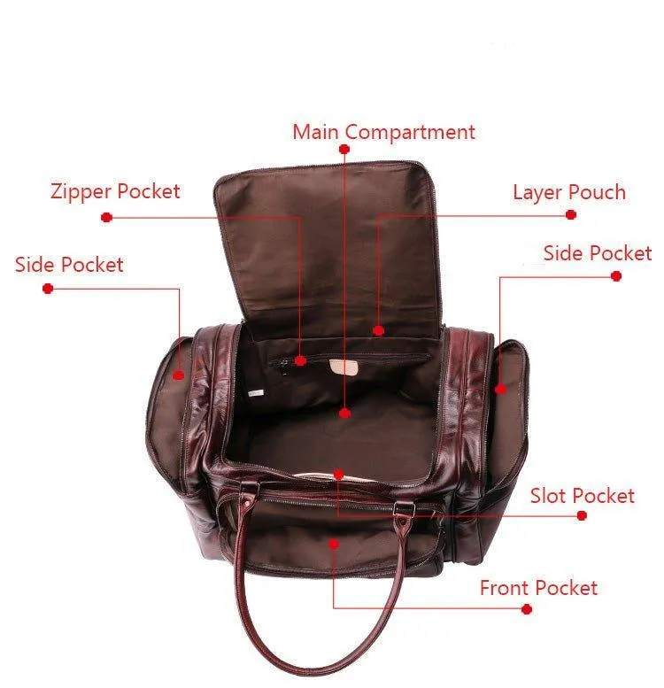 Woosir Designer Weekender Bag Leather Vegetable Tanned
