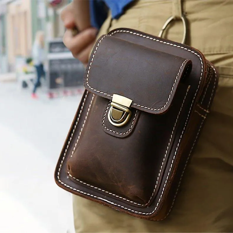 Woosir Retro Mens Waist Bag Genuine Leather