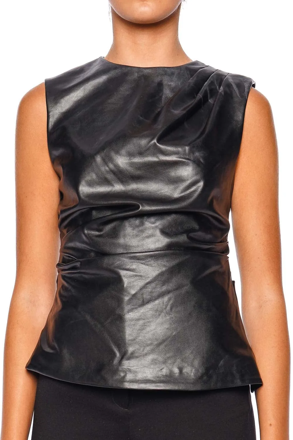 Wynter Faux Leather Draped Top
