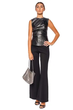 Wynter Faux Leather Draped Top