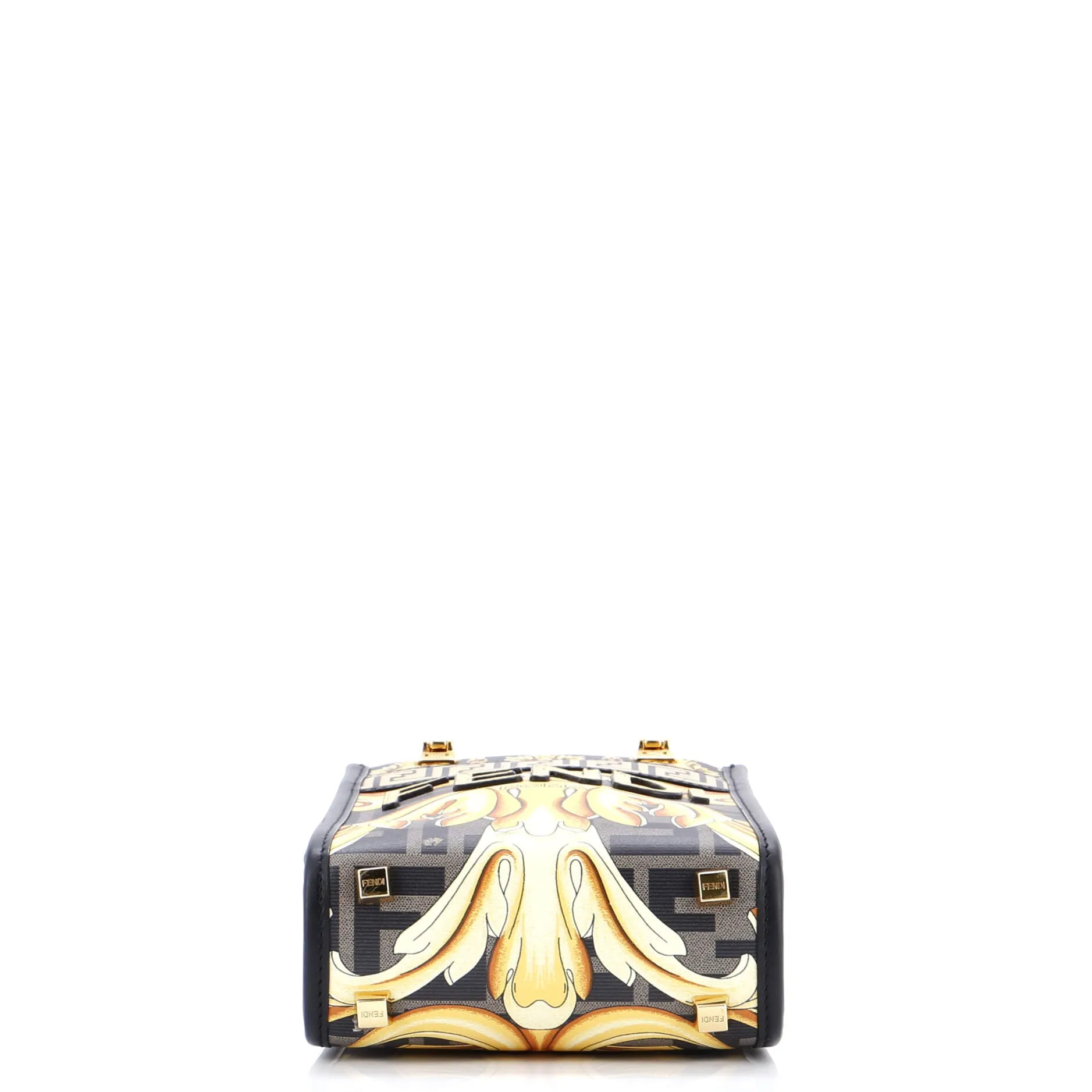 x Versace Fendace Convertible Sunshine Shopper Tote Printed Laminated Leather Mini