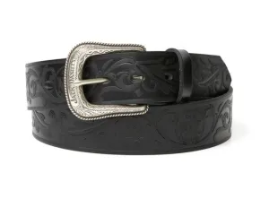 XM-131JD Black Leather Belt, Silver Plated Jack Daniel's Buckle