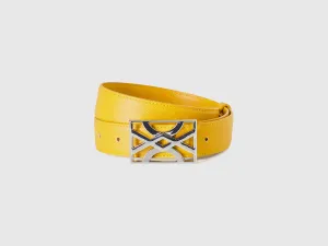 YELLOW BELT WITH LOGOED BUCKLE