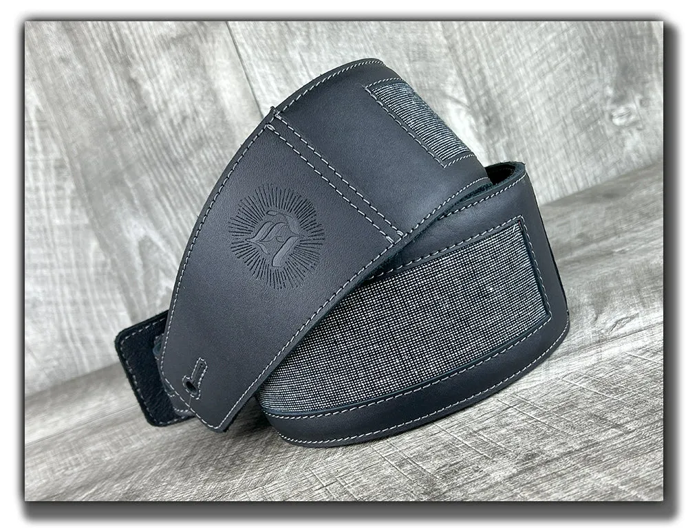 Zenith - Carbon Black Leather Guitar Strap - Numbered Limited Edition